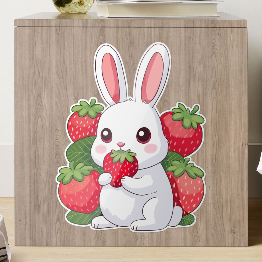 Strawberry Loving Bunnies Puffy Stickers by Nekoni