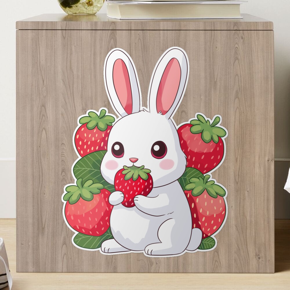 Cute strawberry bunny - Strawbunny Sticker for Sale by Yaragold