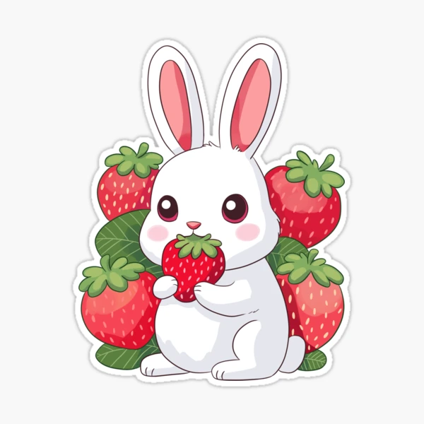 絵画 strawberry & cutie rabbit 絵画 strawberry & cutie rabbit Cute white rabbit with