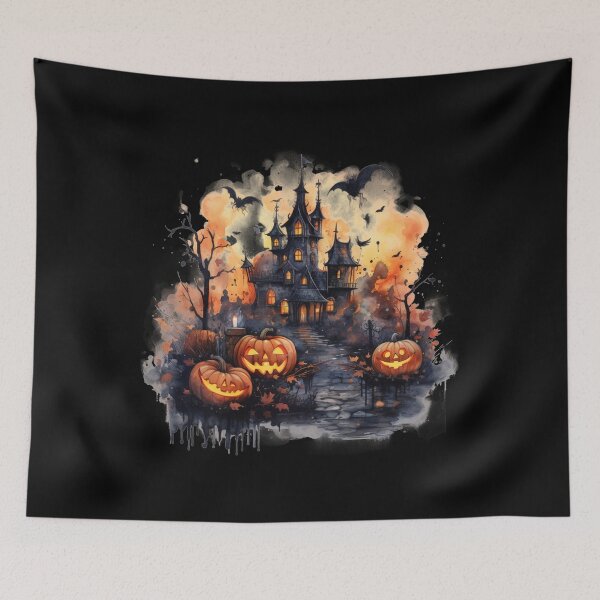 Item preview, Scary Halloween Castle Watercolor Style designed and sold by AnnaMDesign.