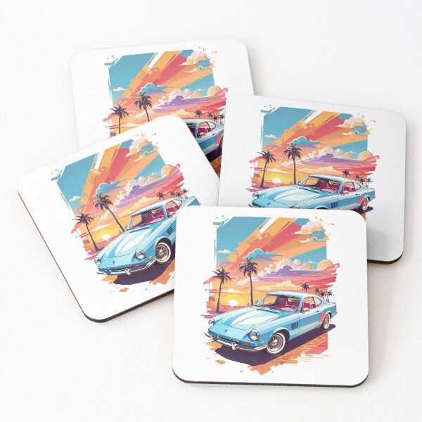 Item preview, Classic Retro Blue Sport Car and Vintage Colored Background designed and sold by iladyclothing.
