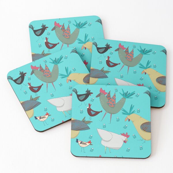 Item preview, Cute chicken with flowers seamless pattern with turquoise background - Gifts for chicken lovers designed and sold by ChiknEmporium.