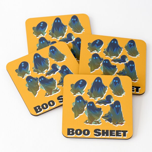 Item preview, Boo Sheet Black Ghosts Blue and Yellow Highlights Funny Halloween Shirt and Laptop Sticker Design by Zeesdesign on Redbubble designed and sold by ZEESDESIGN.