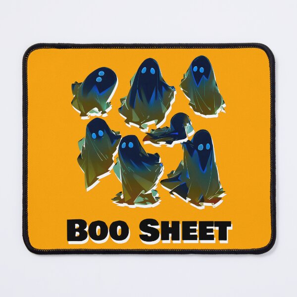 Item preview, Boo Sheet Black Ghosts Blue and Yellow Highlights Funny Halloween Shirt and Laptop Sticker Design by Zeesdesign on Redbubble designed and sold by ZEESDESIGN.