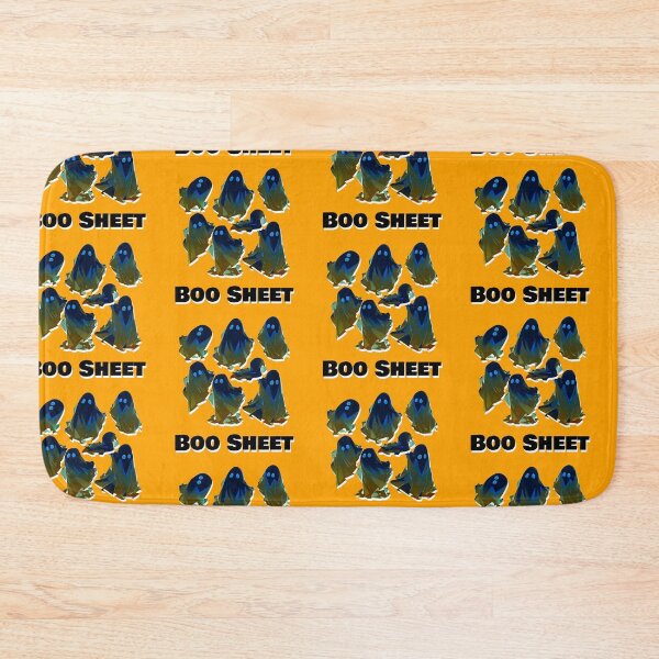 Item preview, Boo Sheet Black Ghosts Blue and Yellow Highlights Funny Halloween Shirt and Laptop Sticker Design by Zeesdesign on Redbubble designed and sold by ZEESDESIGN.