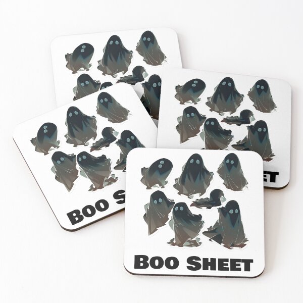 Item preview, Boo Sheet Black Ghosts Blue and Yellow Highlights Funny Halloween Shirt and Laptop Sticker Design by Zeesdesign on Redbubble designed and sold by ZEESDESIGN.