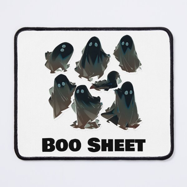Item preview, Boo Sheet Black Ghosts Blue and Yellow Highlights Funny Halloween Shirt and Laptop Sticker Design by Zeesdesign on Redbubble designed and sold by ZEESDESIGN.