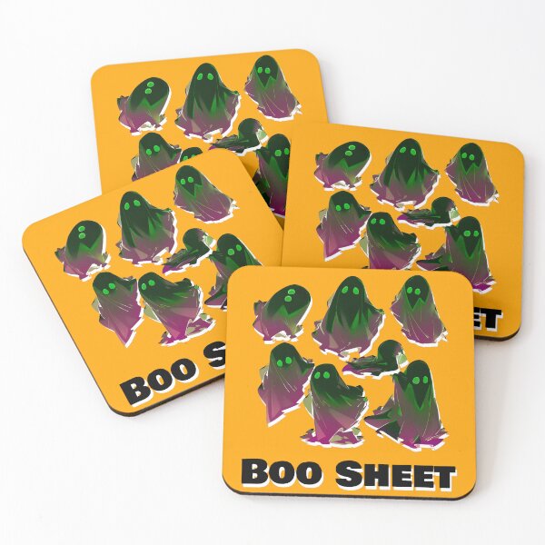 Item preview, Boo Sheet Black Ghosts Green and Pink Highlights Funny Halloween Graphic Tee Shirt and Laptop Sticker Design by Zeesdesign on Redbubble designed and sold by ZEESDESIGN.