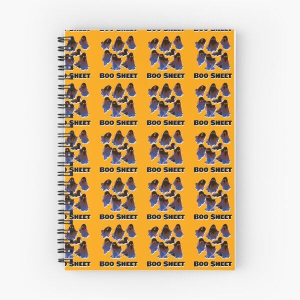 Item preview, Boo Sheet Black Ghosts Orange and Blue Highlights Funny Halloween Shirt and Laptop Sticker Design by Zeesdesign on Redbubble designed and sold by ZEESDESIGN.