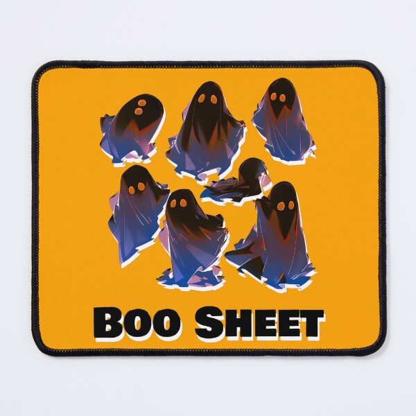 Item preview, Boo Sheet Black Ghosts Orange and Blue Highlights Funny Halloween Shirt and Laptop Sticker Design by Zeesdesign on Redbubble designed and sold by ZEESDESIGN.