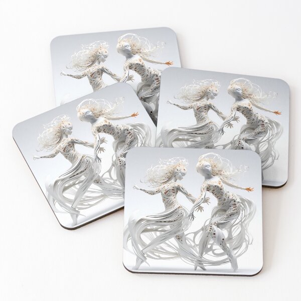 Item preview, Abstract Intricate Art Female Dancers White And Gold designed and sold by PioneerX1.