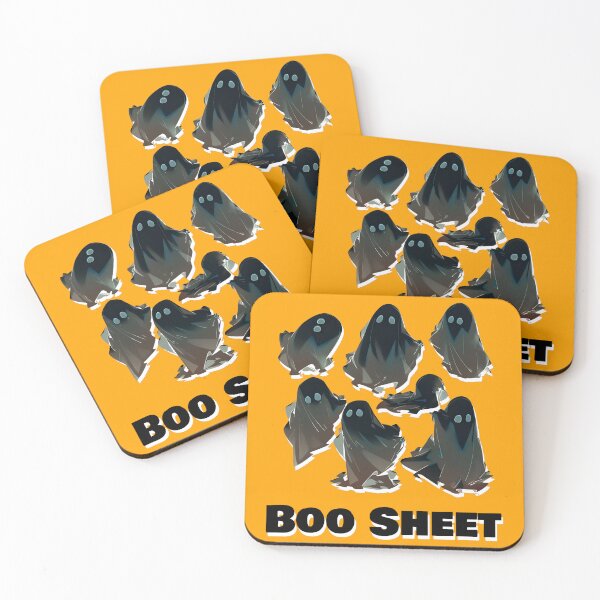 Item preview, Boo Sheet Black Ghosts Orange Background Funny Halloween Shirt and Laptop Sticker Design by Zeesdesign on Redbubble designed and sold by ZEESDESIGN.