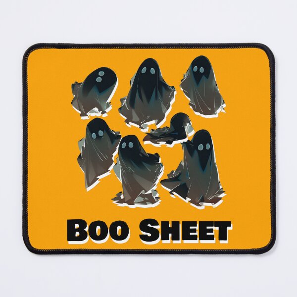 Item preview, Boo Sheet Black Ghosts Orange Background Funny Halloween Shirt and Laptop Sticker Design by Zeesdesign on Redbubble designed and sold by ZEESDESIGN.
