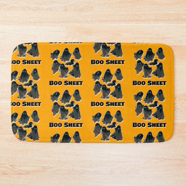Item preview, Boo Sheet Black Ghosts Orange Background Funny Halloween Shirt and Laptop Sticker Design by Zeesdesign on Redbubble designed and sold by ZEESDESIGN.
