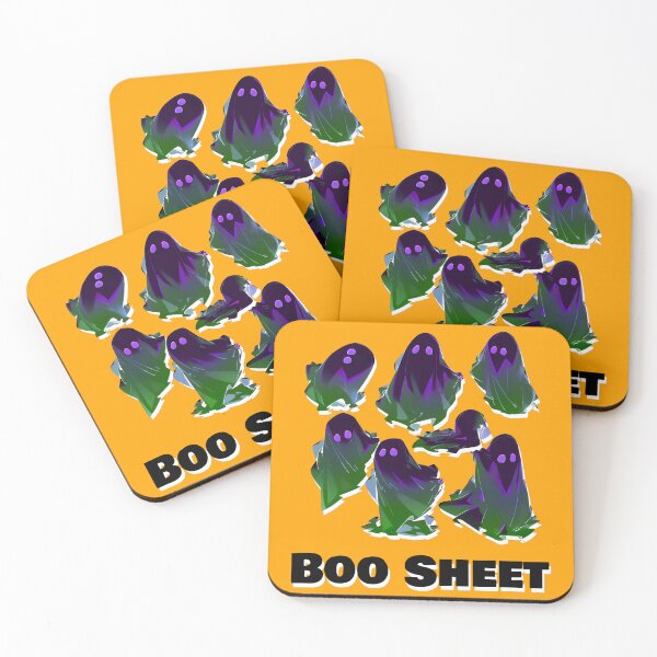 Item preview, Boo Sheet Black Ghosts Purple and Green Highlights Funny Halloween Shirt and Laptop Sticker Design by Zeesdesign on Redbubble designed and sold by ZEESDESIGN.
