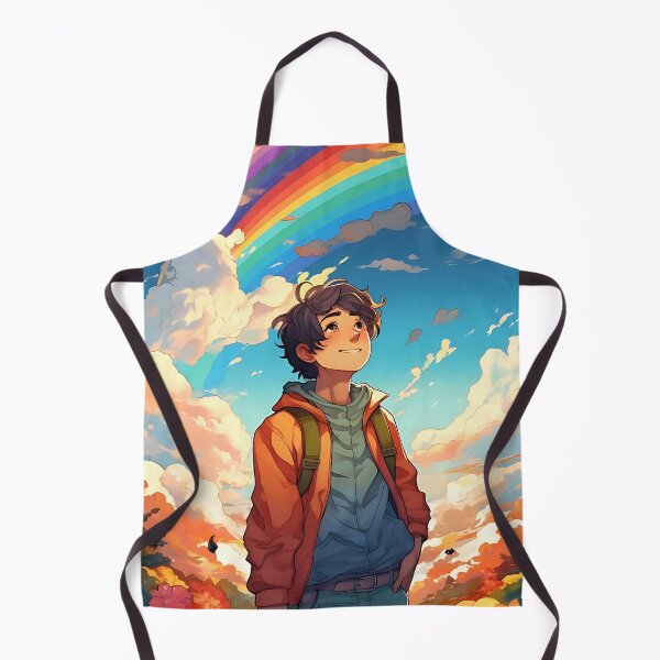 Item preview, Rainbow reverie man amid fields and sky designed and sold by ArrangedDesigns.