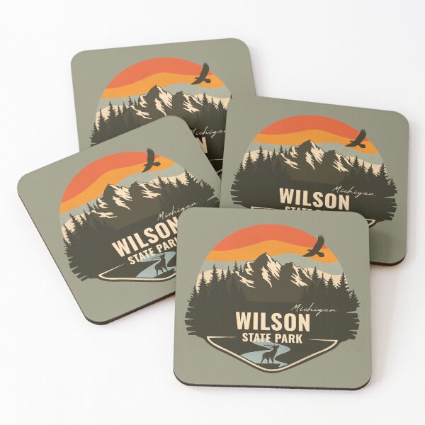 Item preview, Wilson State Park Michigan - MI Retro Mountain Badge designed and sold by mountainfad.