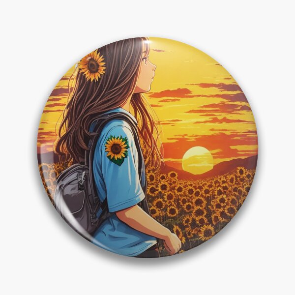 Item preview, Cool Girl Watching Sunset over Sunflower Field designed and sold by Ridiculam Toga.