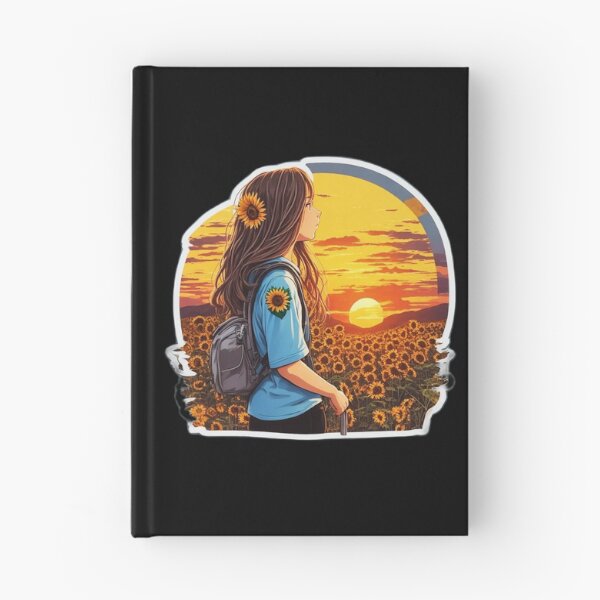 Item preview, Cool Girl Watching Sunset over Sunflower Field designed and sold by Ridiculam Toga.