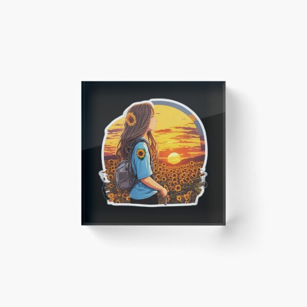 Item preview, Cool Girl Watching Sunset over Sunflower Field designed and sold by Ridiculam Toga.