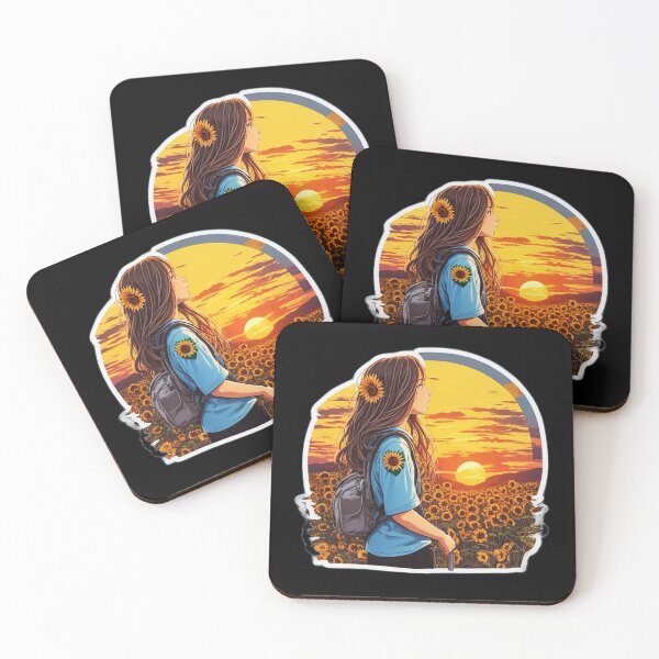 Item preview, Cool Girl Watching Sunset over Sunflower Field designed and sold by Ridiculam Toga.