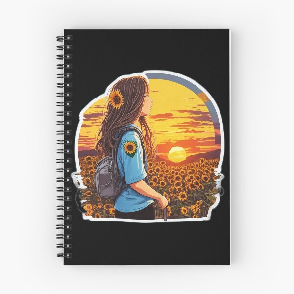 Item preview, Cool Girl Watching Sunset over Sunflower Field designed and sold by Ridiculam Toga.