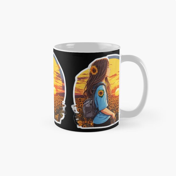 Item preview, Cool Girl Watching Sunset over Sunflower Field designed and sold by Ridiculam Toga.