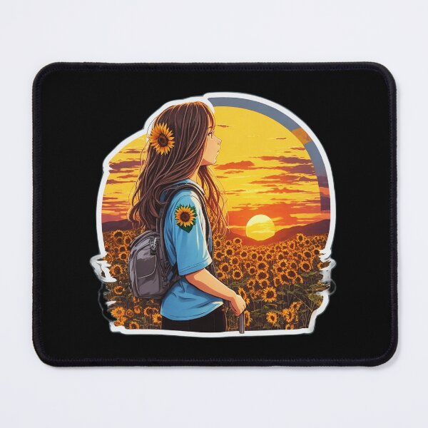 Item preview, Cool Girl Watching Sunset over Sunflower Field designed and sold by Ridiculam Toga.