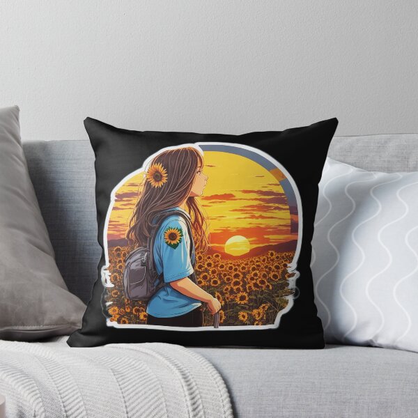 Item preview, Cool Girl Watching Sunset over Sunflower Field designed and sold by Ridiculam Toga.