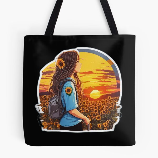 Item preview, Cool Girl Watching Sunset over Sunflower Field designed and sold by Ridiculam Toga.