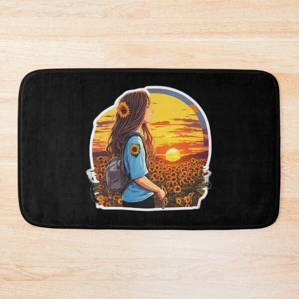 Item preview, Cool Girl Watching Sunset over Sunflower Field designed and sold by Ridiculam Toga.