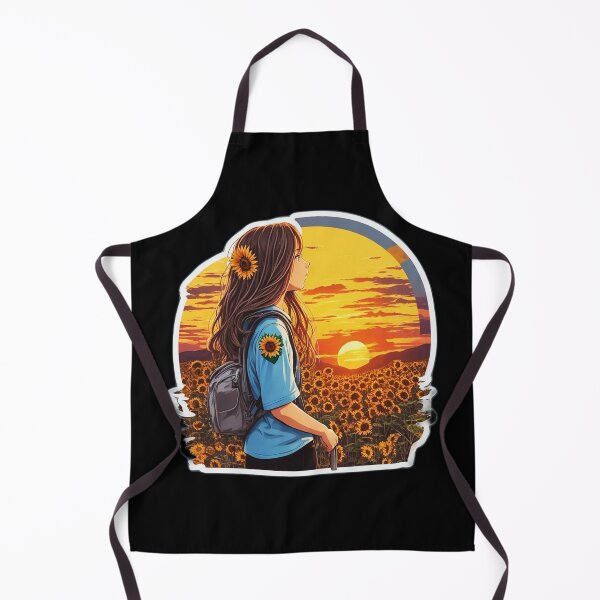 Item preview, Cool Girl Watching Sunset over Sunflower Field designed and sold by Ridiculam Toga.