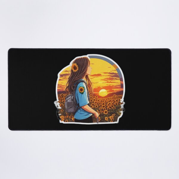 Item preview, Cool Girl Watching Sunset over Sunflower Field designed and sold by Ridiculam Toga.