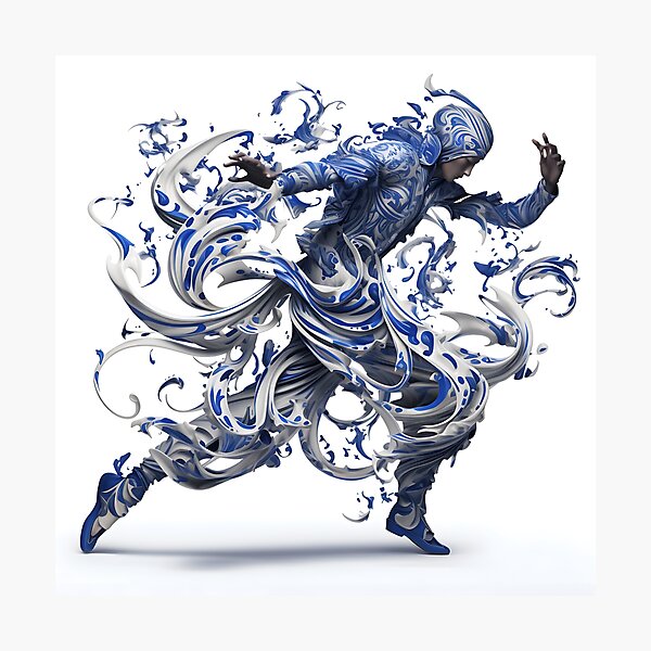 Item preview, Blue And White Abstract Digital Art Man Dancing designed and sold by PioneerX1.