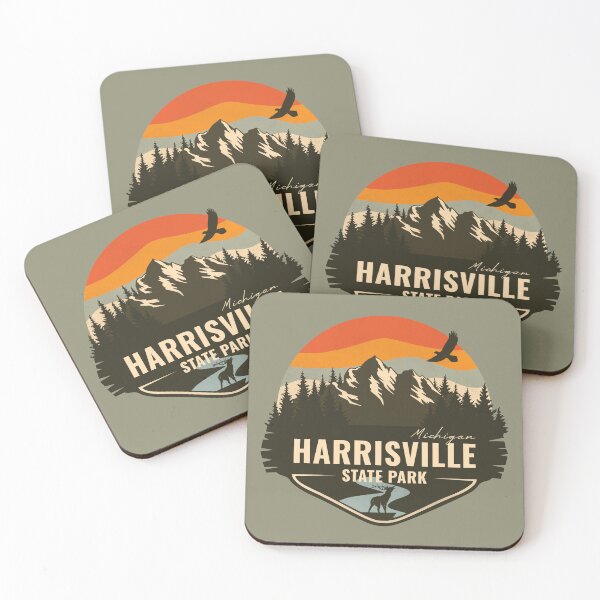 Item preview, Harrisville State Park Michigan - MI Retro Mountain Badge designed and sold by mountainfad.