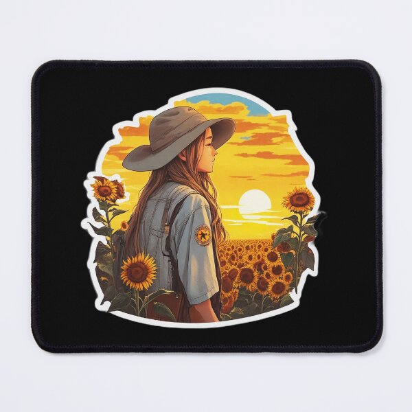 Item preview, Young Girl Watching Sunset over Sunflower Field designed and sold by Ridiculam Toga.