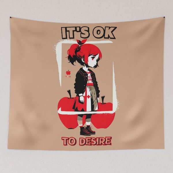 Item preview, It's ok to desire Kawaii girl with apples by CallisC Arts ⭐⭐⭐⭐⭐ designed and sold by CallisC-Arts.