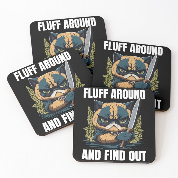 Item preview, Fluff Around and Find Out Grumpy Cat Holding a Knife Funny Cat designed and sold by Peculiarts.