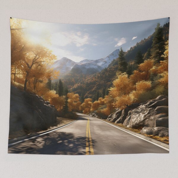 Item preview, stunning fall country mountain road print designed and sold by dcrc.