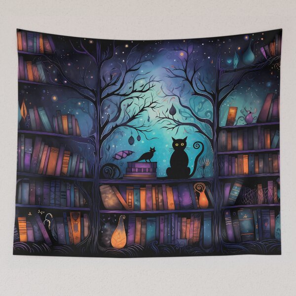 Item preview, Halloween Library with Black Cat designed and sold by RaineDDesigns.
