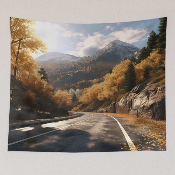 Item preview, stunning fall country mountain road print designed and sold by dcrc.