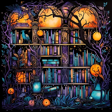 Artwork thumbnail, Spooky Overgrown Library by RaineDDesigns