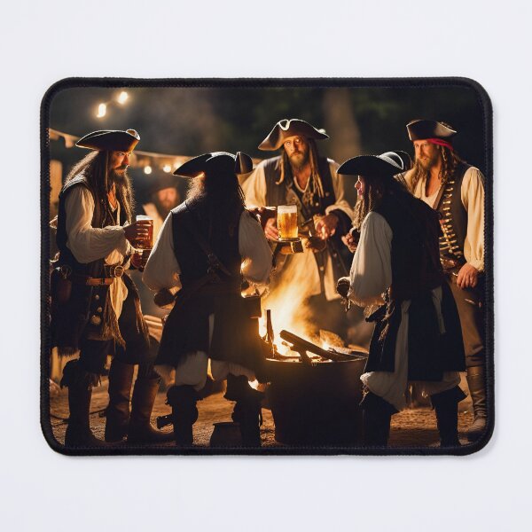 Item preview, A crew of pirates secretly gather around a campfire planning dastardly deeds and skulduggery! designed and sold by Zen-Hues.