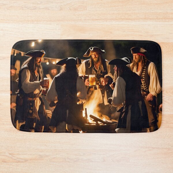 Item preview, A crew of pirates secretly gather around a campfire planning dastardly deeds and skulduggery! designed and sold by Zen-Hues.