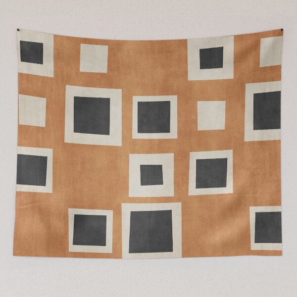 Item preview, Abstract Wobbly Squares Black Orange designed and sold by FAROSSTUDIO.