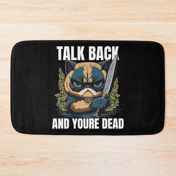 Item preview, Talk Back and You're De*d Grumpy Cat Holding a Knife Funny Cat designed and sold by Peculiarts.