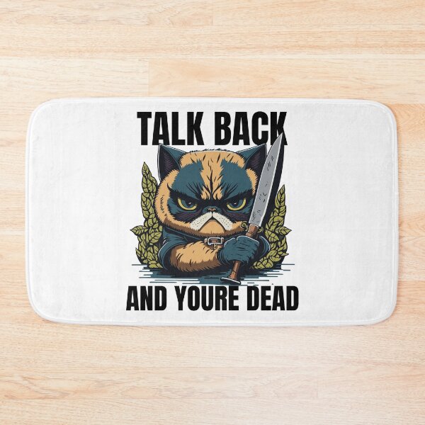 Item preview, Talk Back and You're De*d Grumpy Cat Holding a Knife Funny Cat designed and sold by Peculiarts.