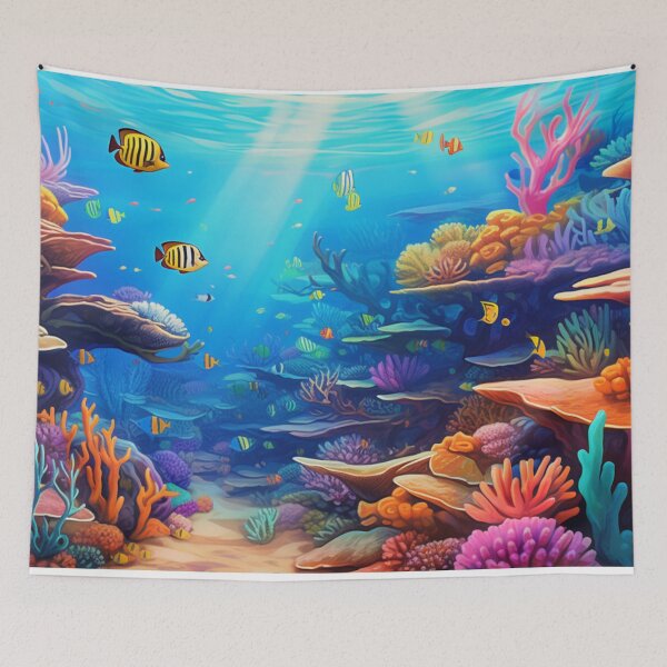 Item preview, Deep Ocean Coral Reef Scene designed and sold by Imaginaria Inkworks.