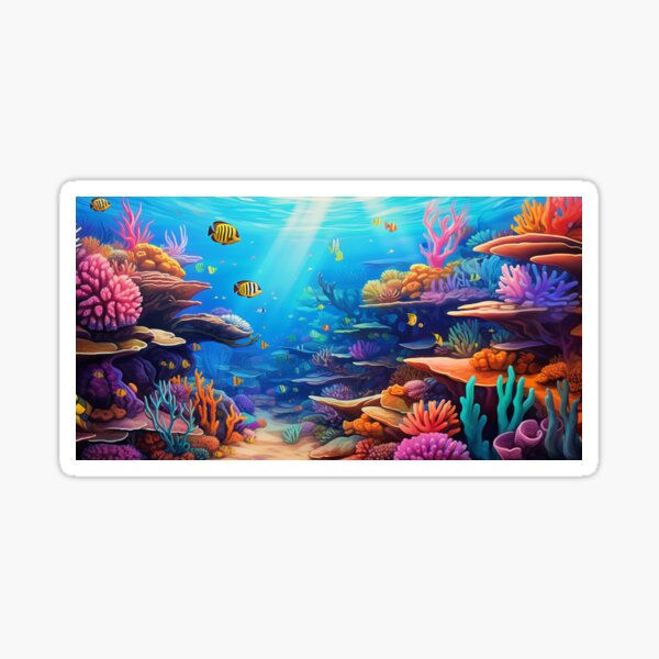 Deep Ocean Coral Reef Scene Sticker