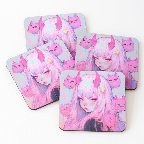 Item preview, Cute Pink Creatures and Demon Anime Girl designed and sold by bubblegoth.